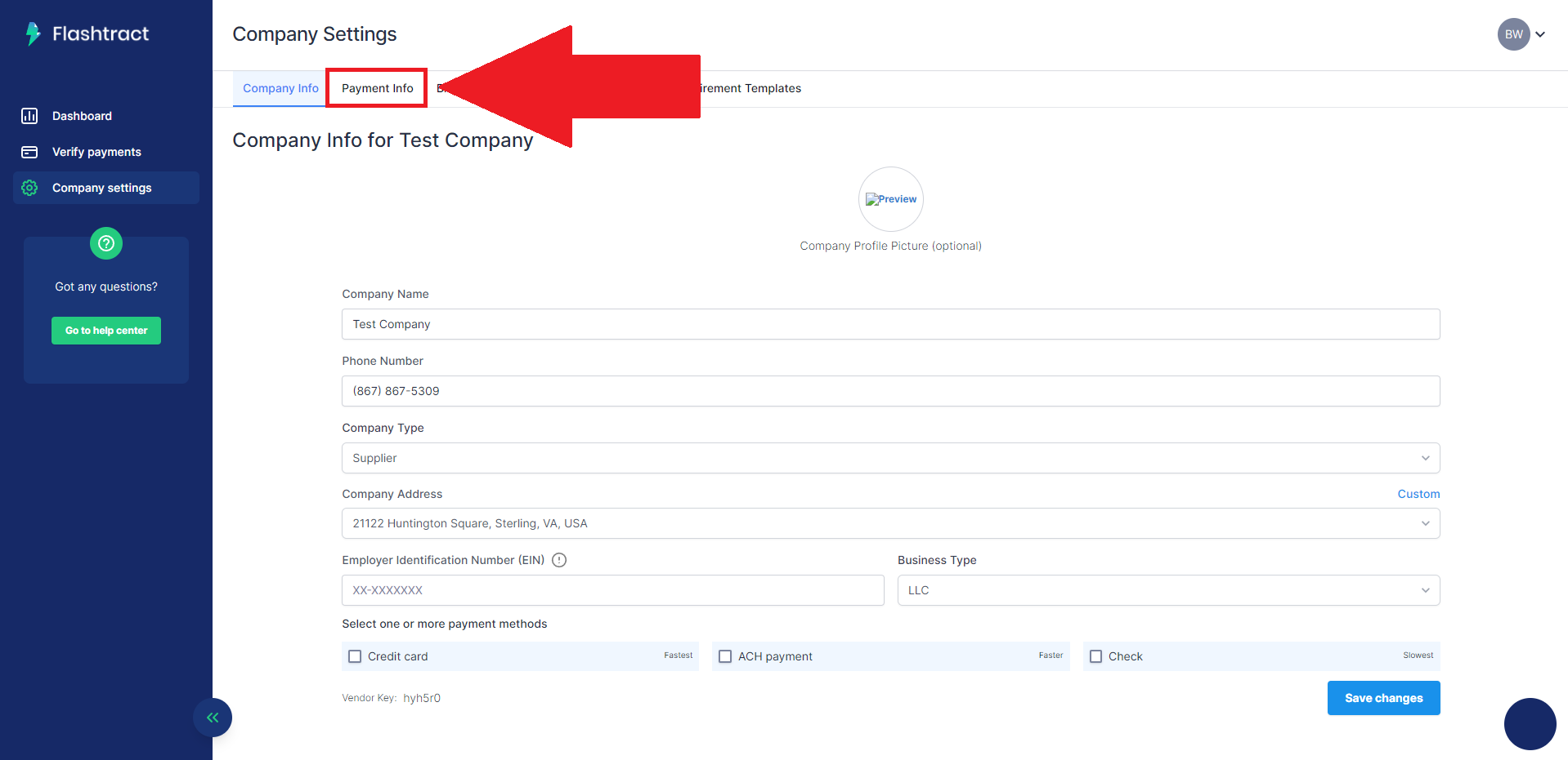 Bank account setup for receiving ach payments flashtract